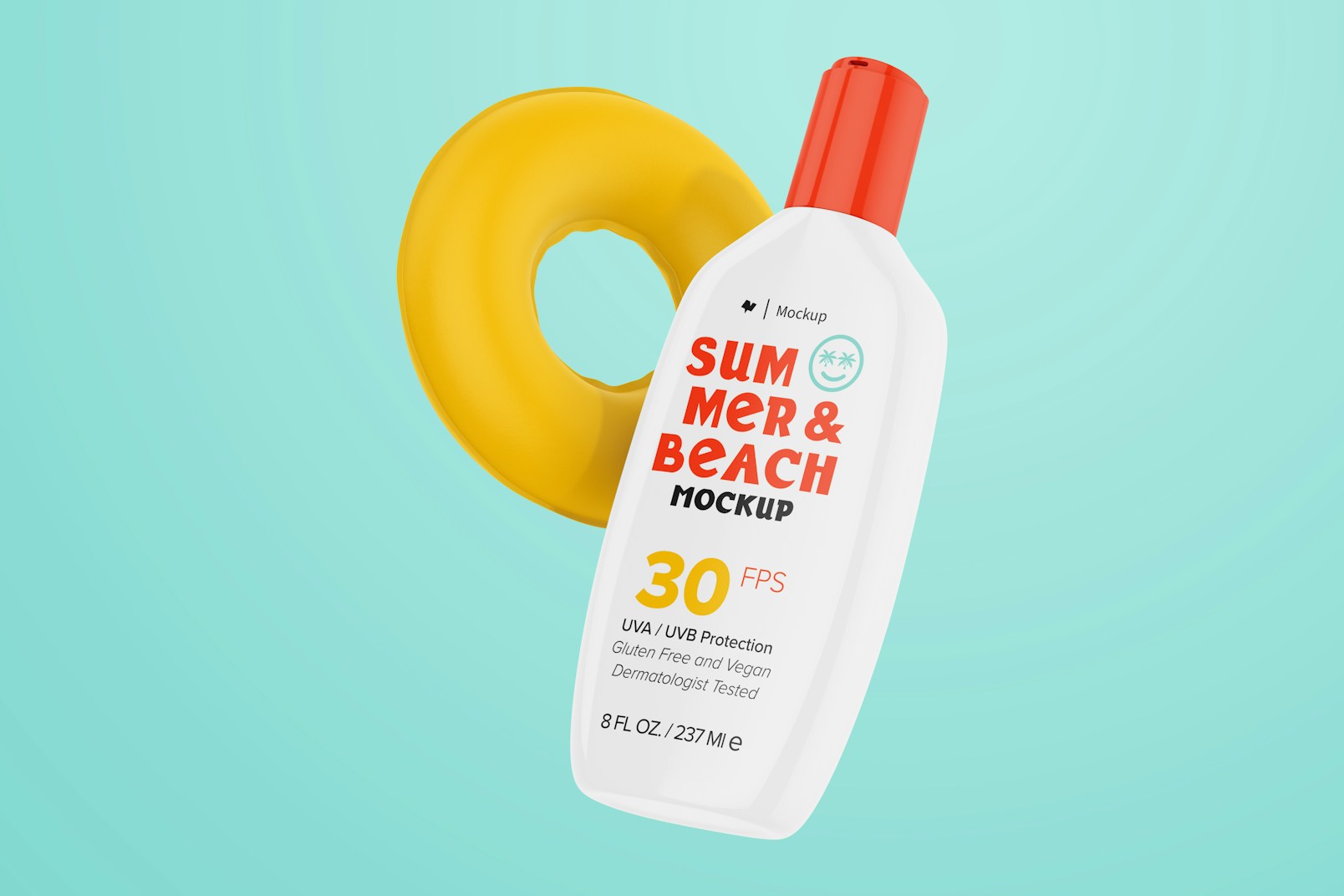 Beach Sunscreen Bottles Mockup