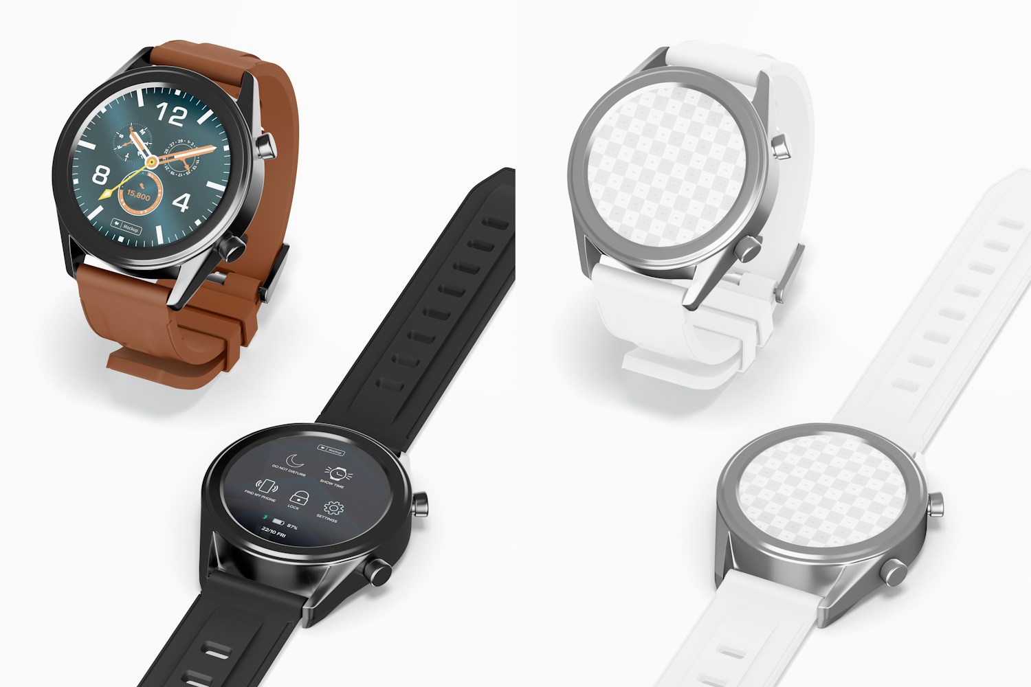 Huawei Watch GT Smartwatches Mockup, Closed and Opened