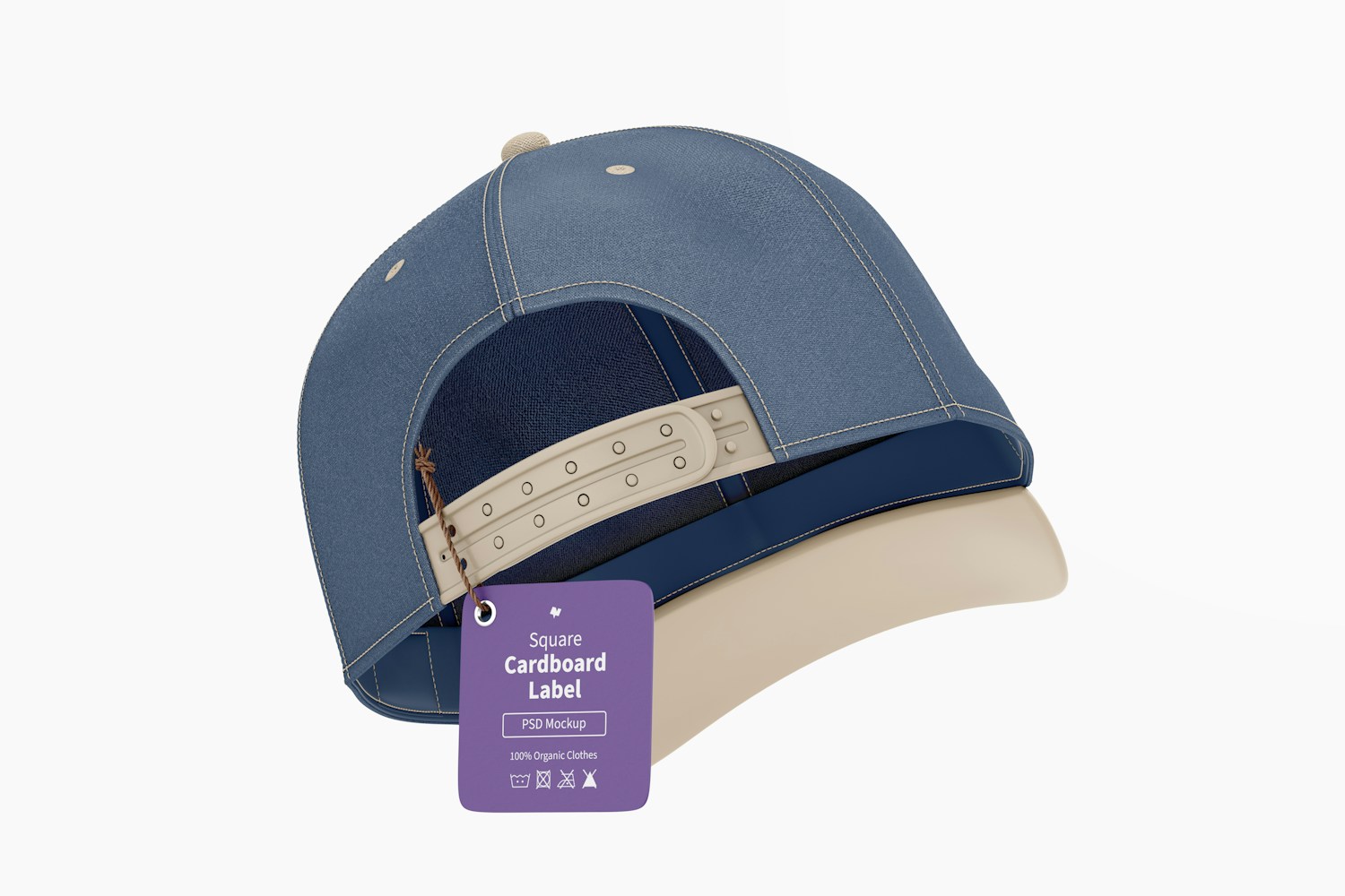 Square Cardboard Label with Rope on a Cap Mockup