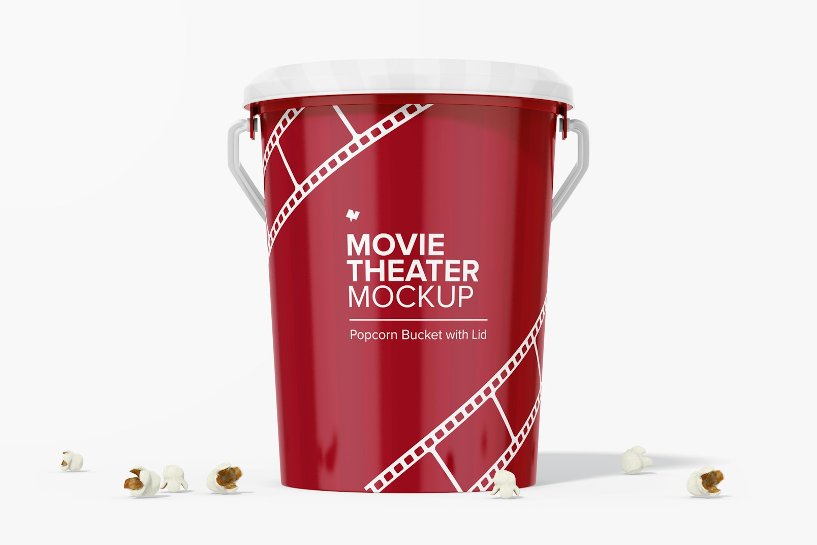 Popcorn Bucket with Lid Mockup, Front View