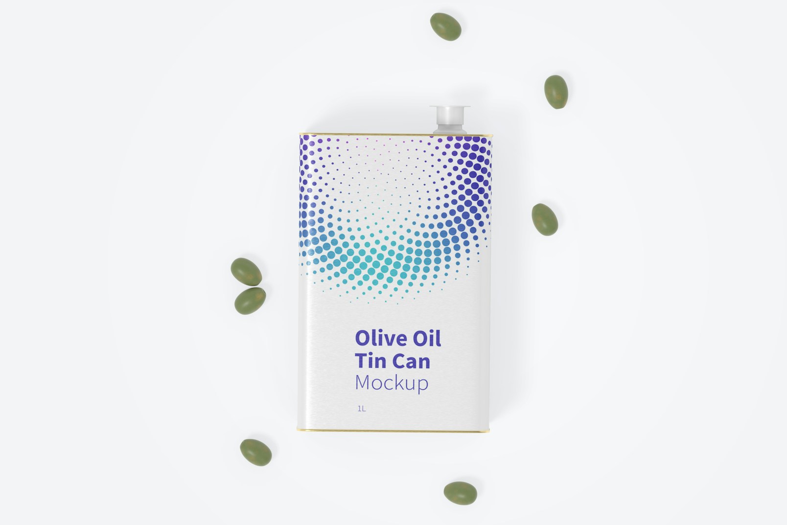 1 Liter Olive Oil Rectangular Tin Can Mockup, Top View