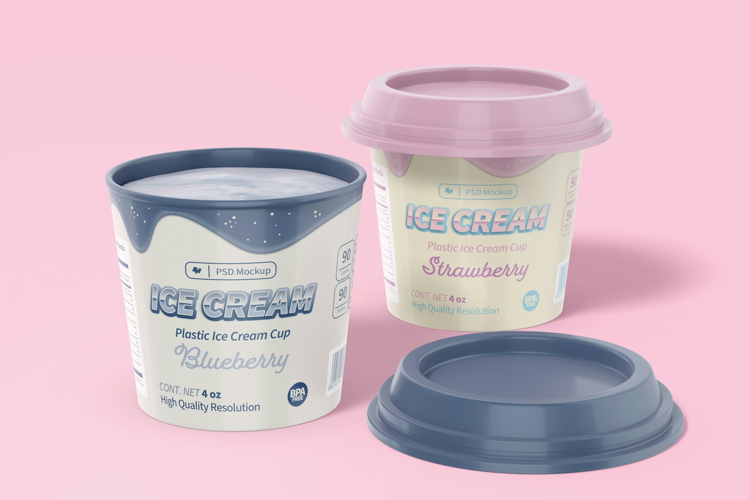 4 oz Plastic Ice Cream Cups Mockup