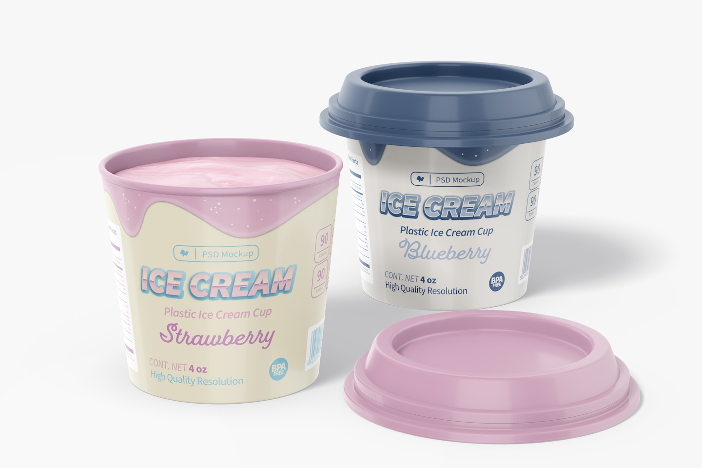 4 oz Plastic Ice Cream Cups Mockup
