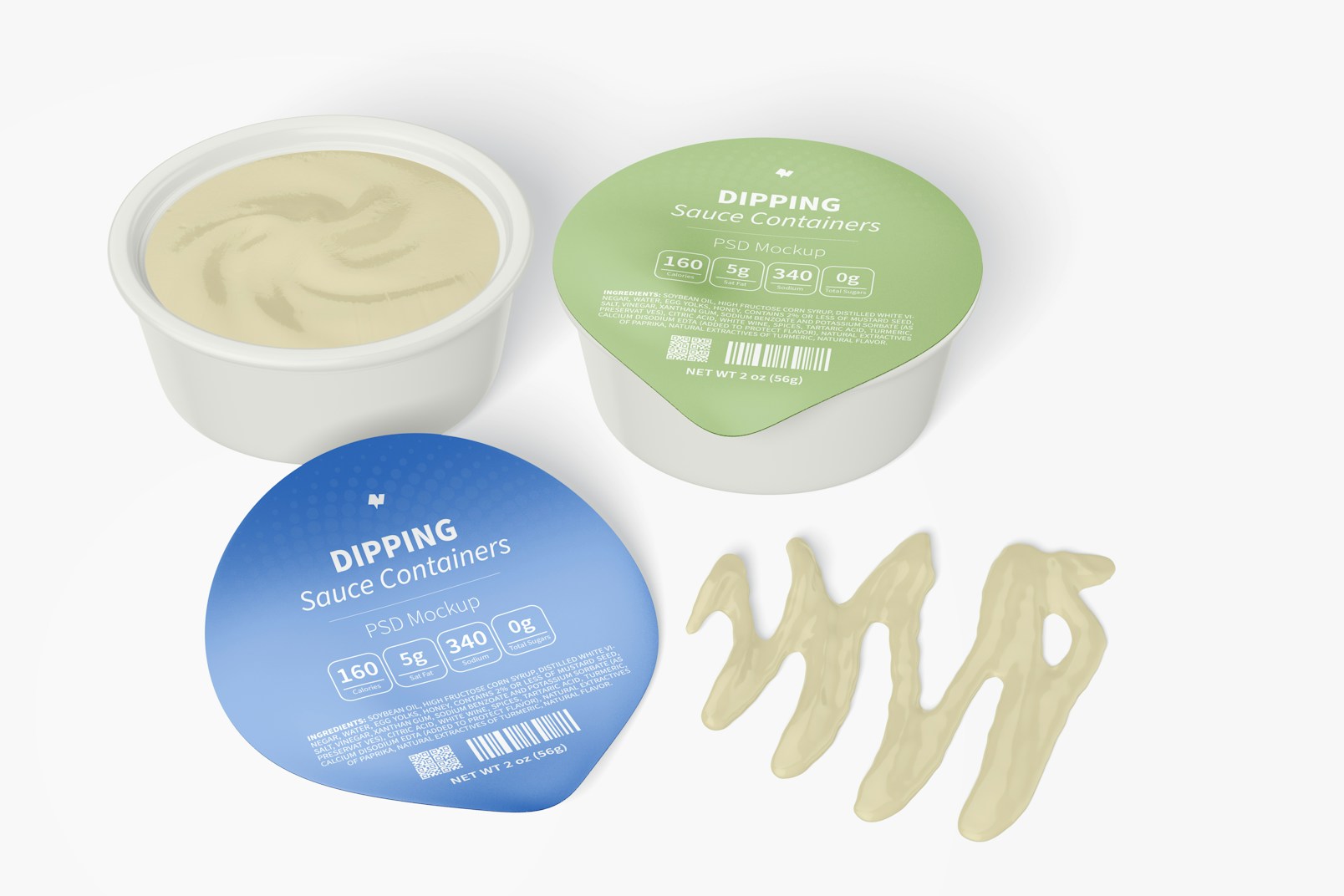 Dipping Sauce Containers Mockup, Opened and Closed