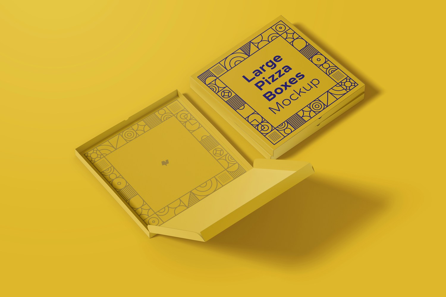Large Pizza Boxes Mockup, Opened and Closed
