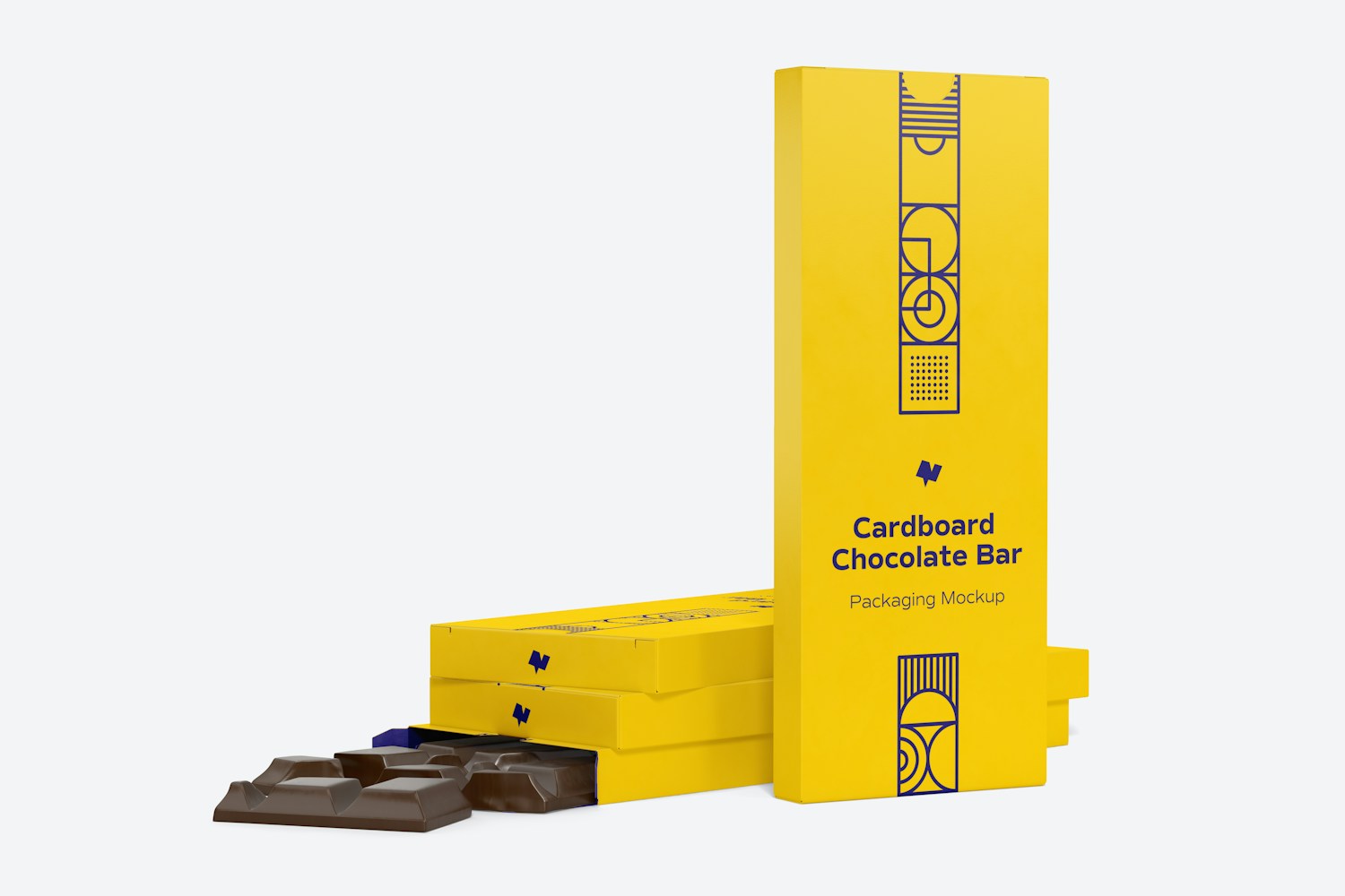 Cardboard Chocolate Bar Packaging Mockup, Right View