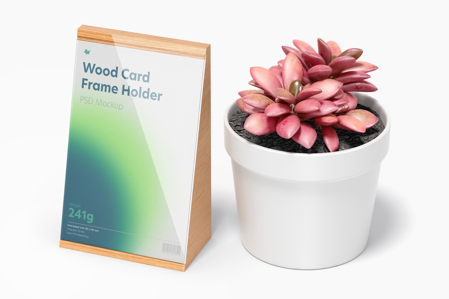 Wood Card Frame Holder Mockup