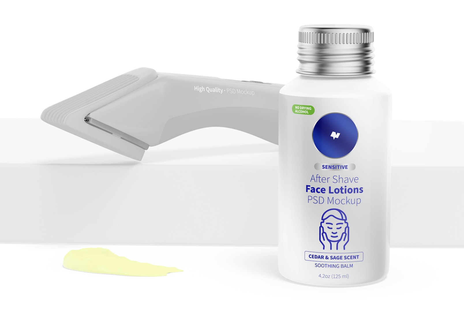 4.2 oz After Shave Face Lotion with Razor Mockup