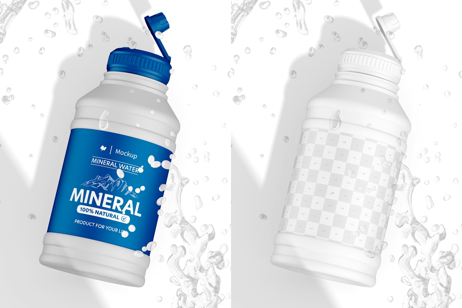 Plastic Water Bottle Mockup, Top View Plastic Water Bottle Mockup, Top View