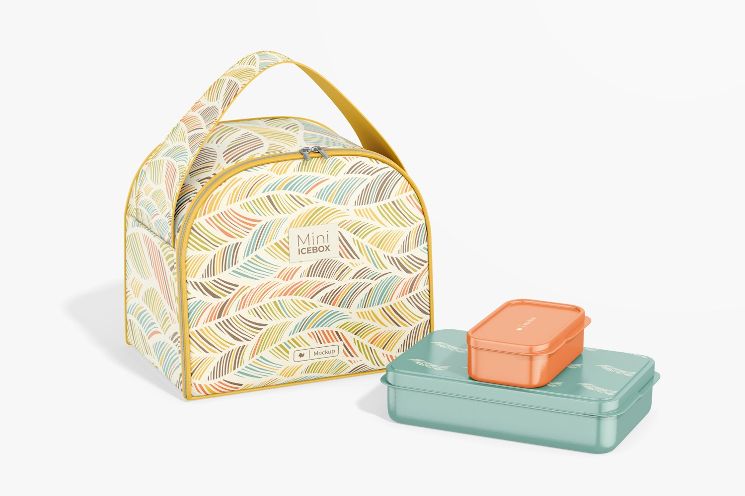 Lunch Cooler Bags with Containers Mockup Lunch Cooler Bags with Containers Mockup
