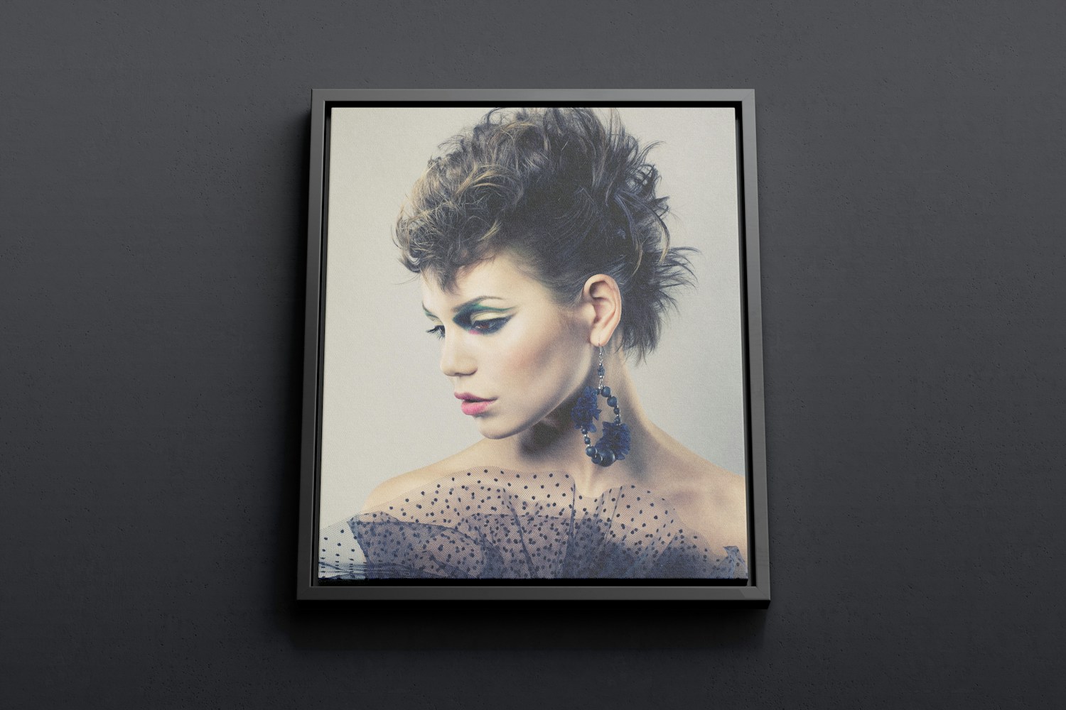 5:6 Portrait Canvas Mockup in Floater Frame, Bottom Front View