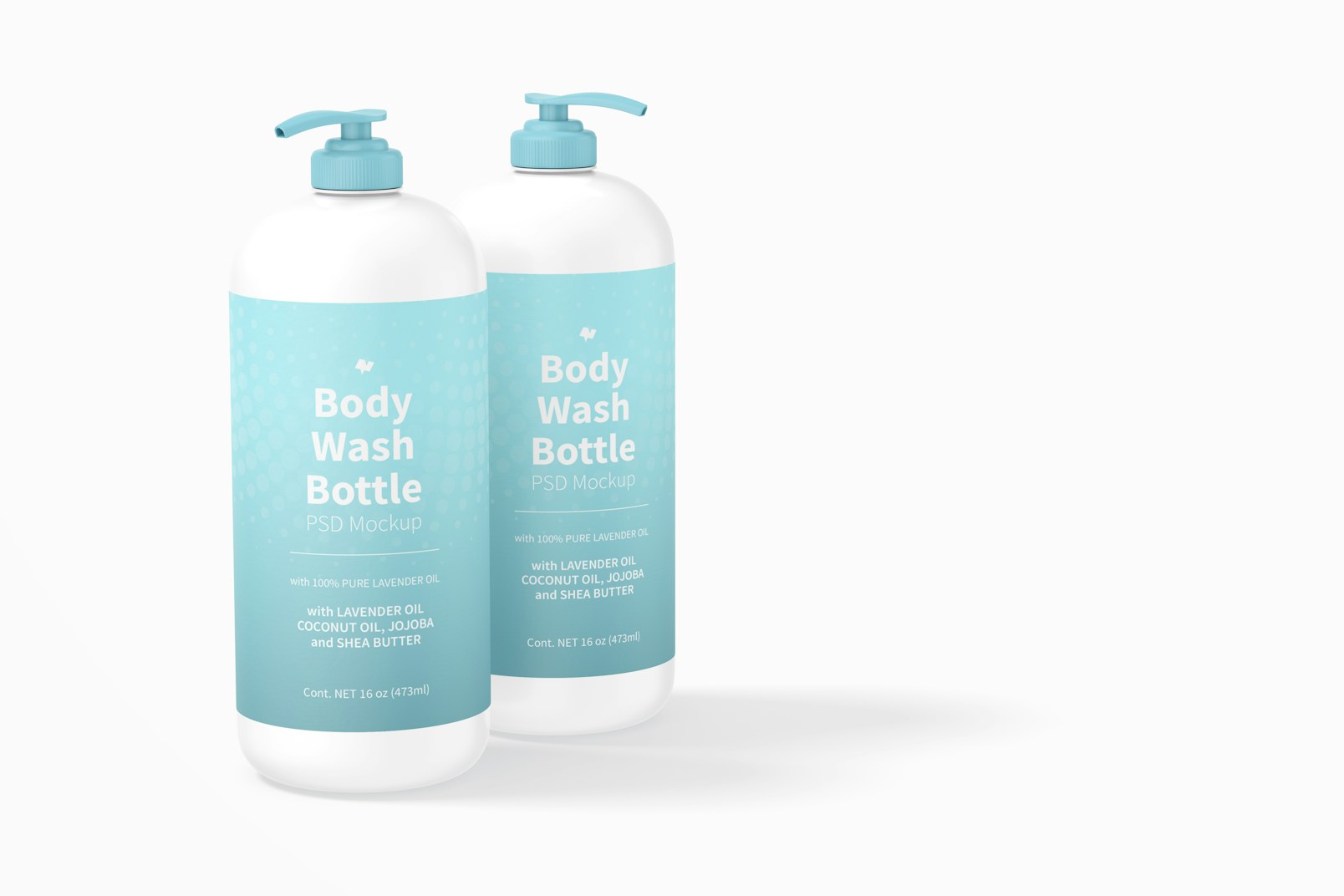 16 oz Body Wash Bottles Mockup, Perspective