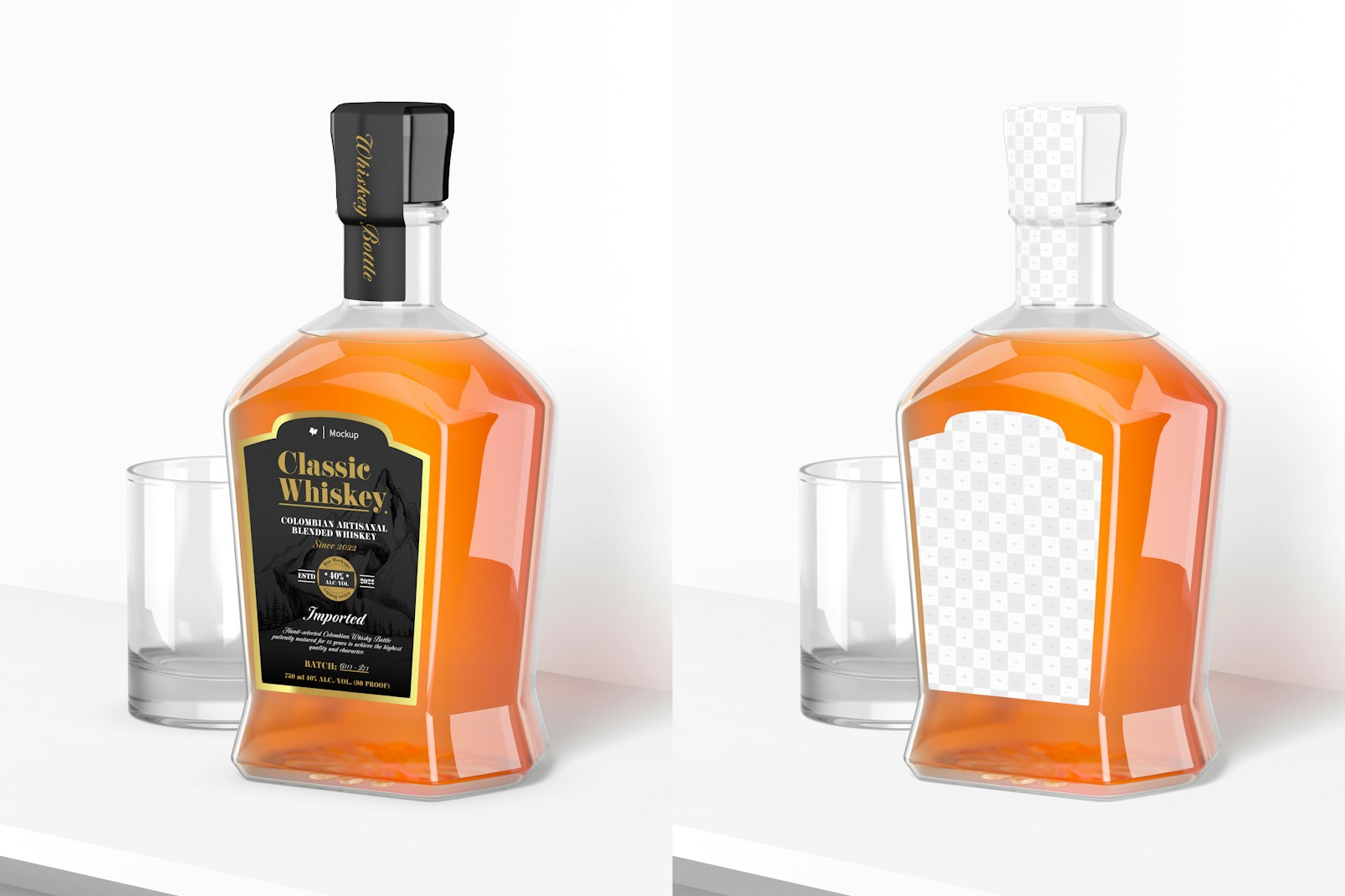 Whiskey Bottle Mockup, Right View