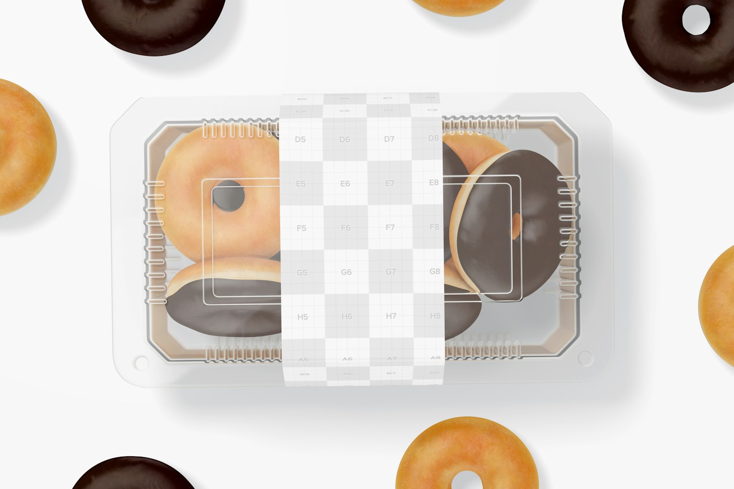 Clear Disposable Dessert Box Mockup, Top View