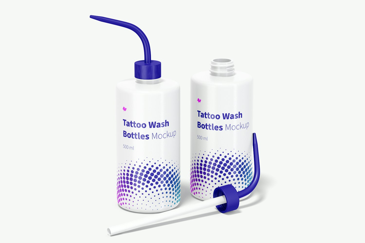 Tattoo Wash Bottles Mockup, Front View