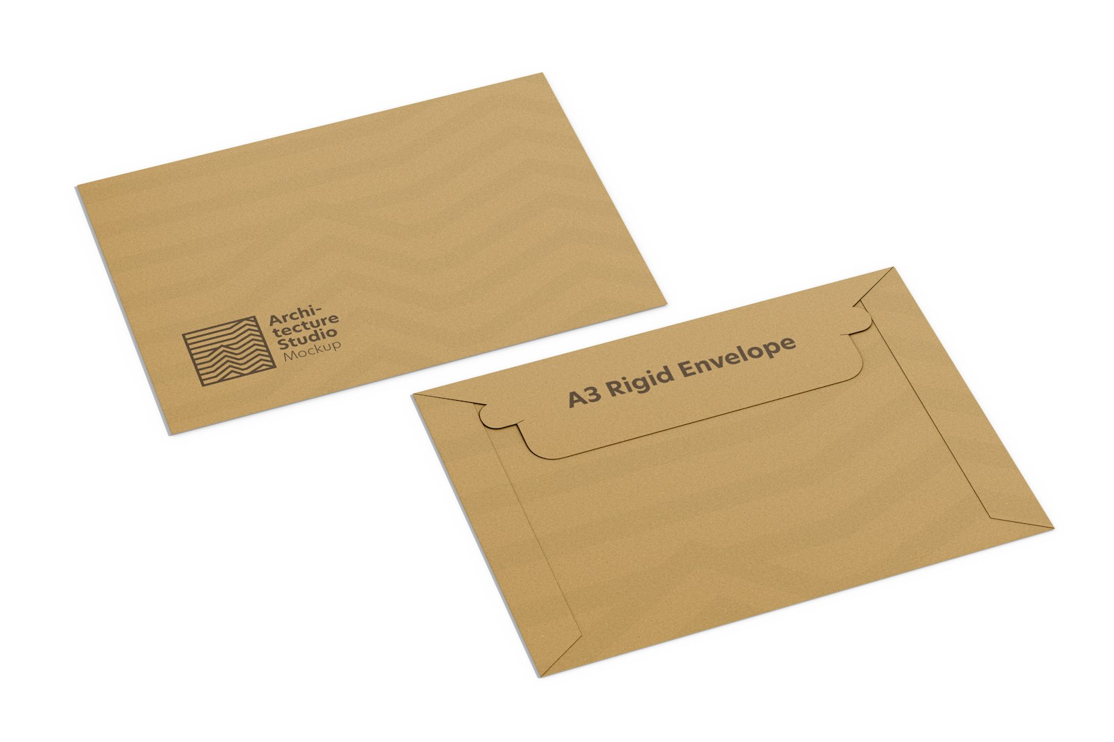 A3 Rigid Cardboard Envelope Mockup, Front and Back View