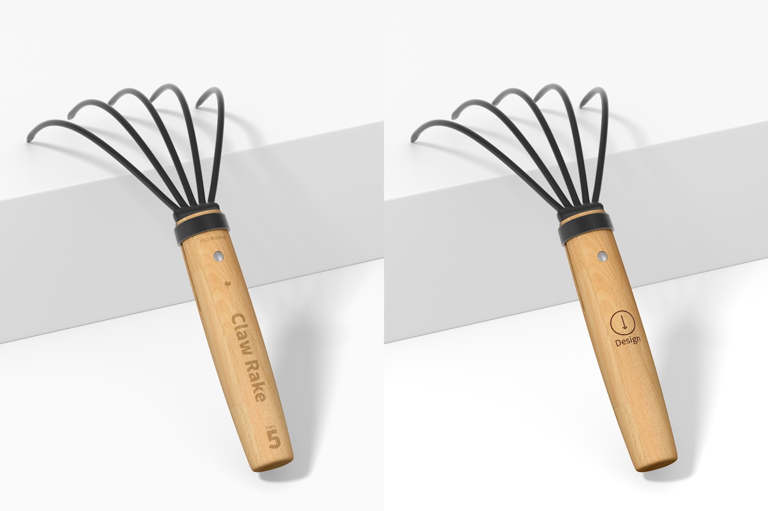 Handheld Claw Rake Mockup, Leaned