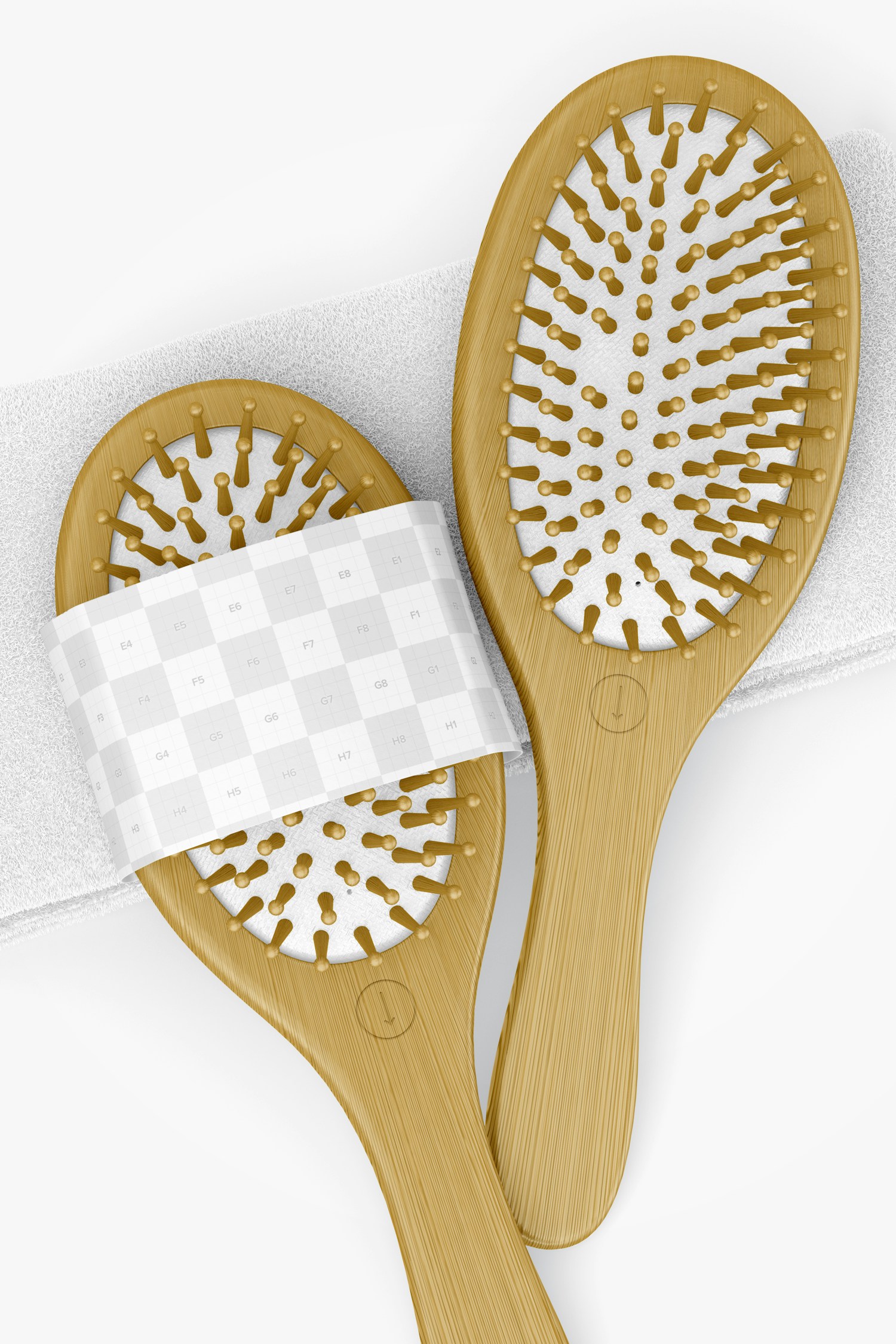 Bamboo Hair Brushes Mockup, Close Up