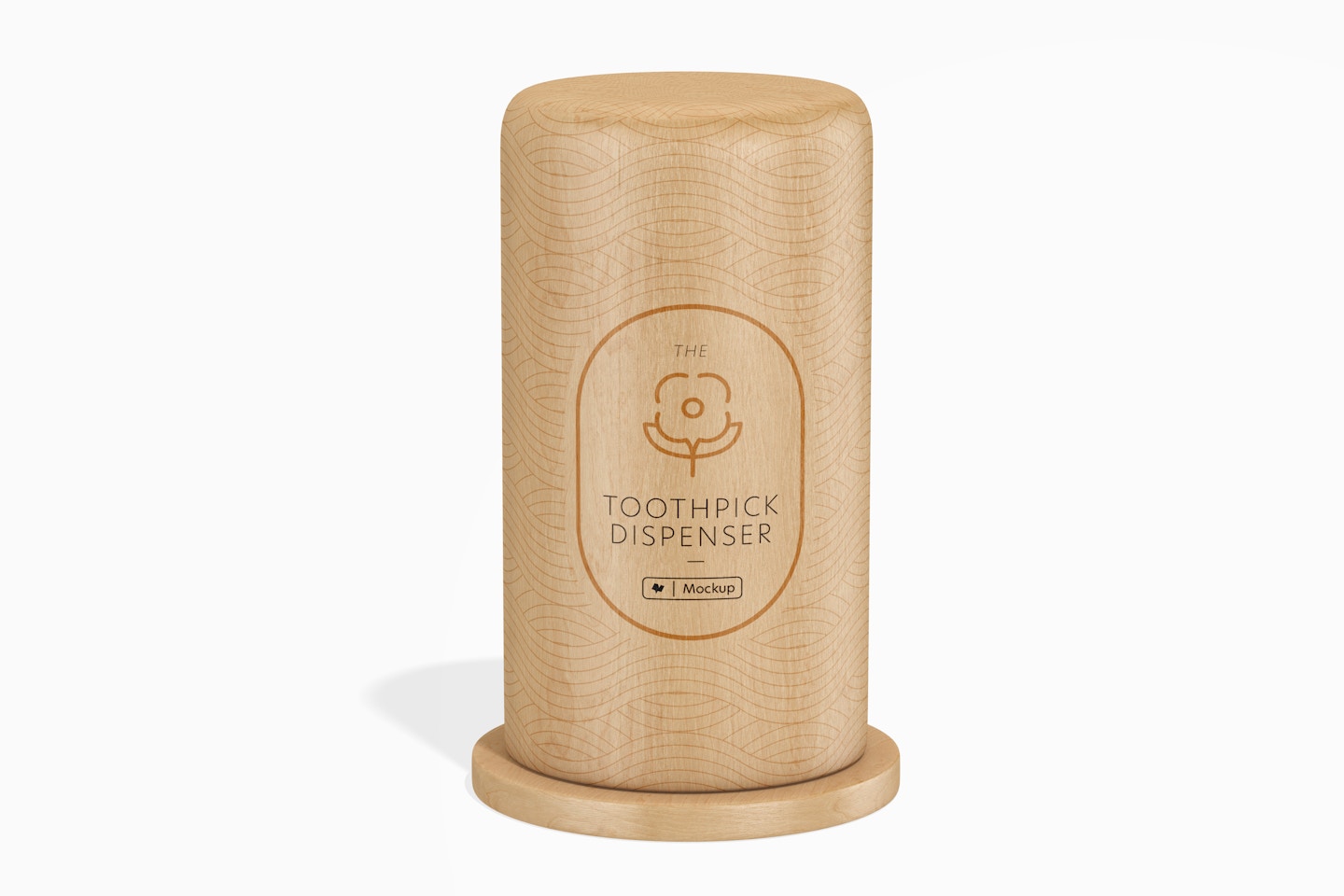 Wooden Toothpick Dispenser Mockup, Front View