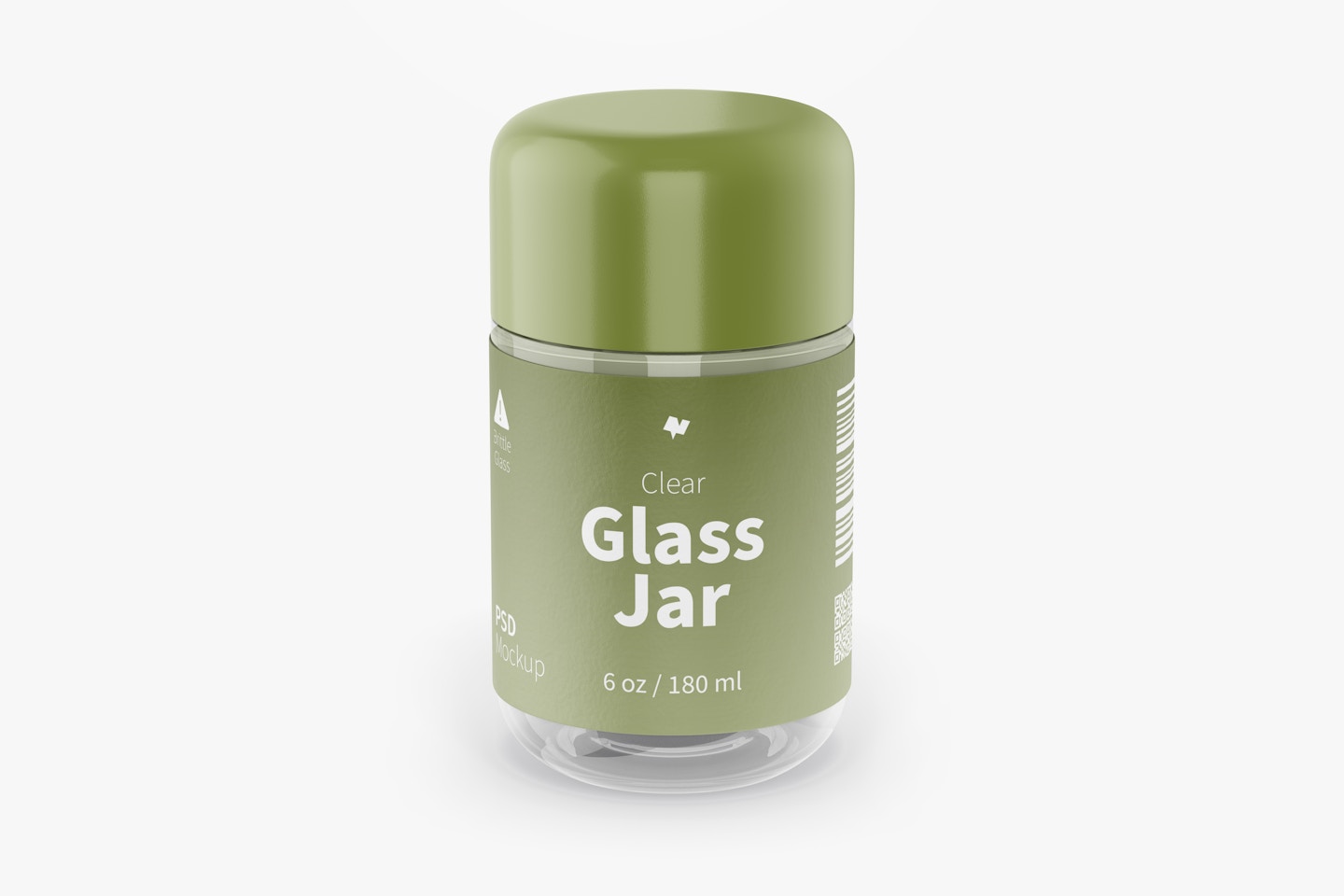 180 ml Clear Glass Jar Mockup, Front View