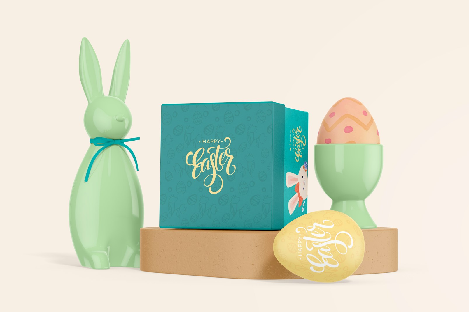 Easter Egg with Box Mockup