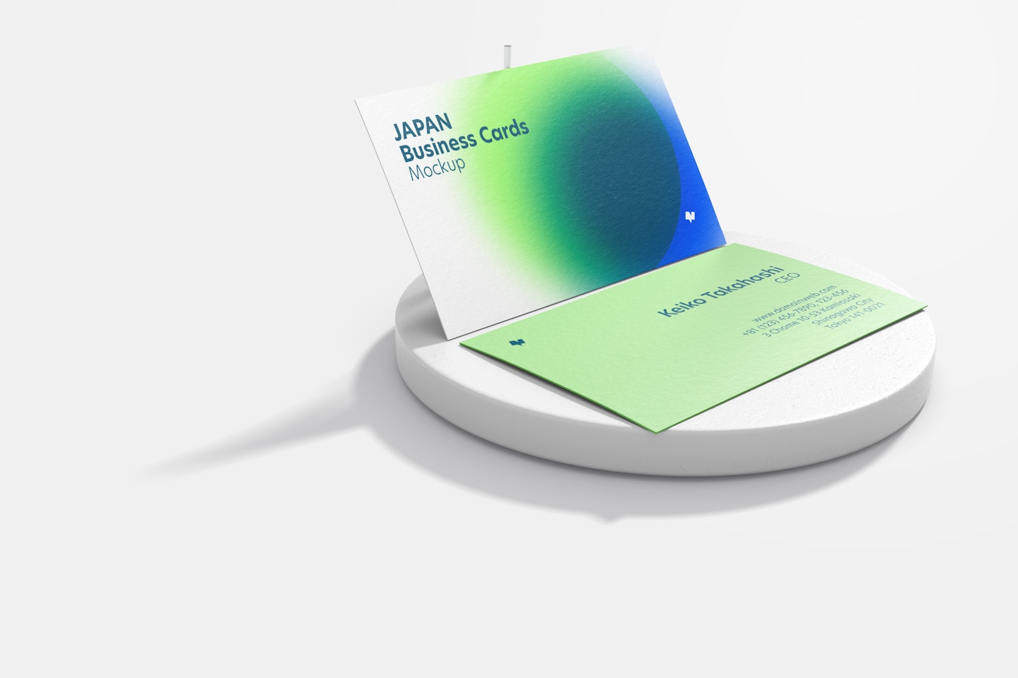 Japan Landscape Business Cards with Round Stone Mockup