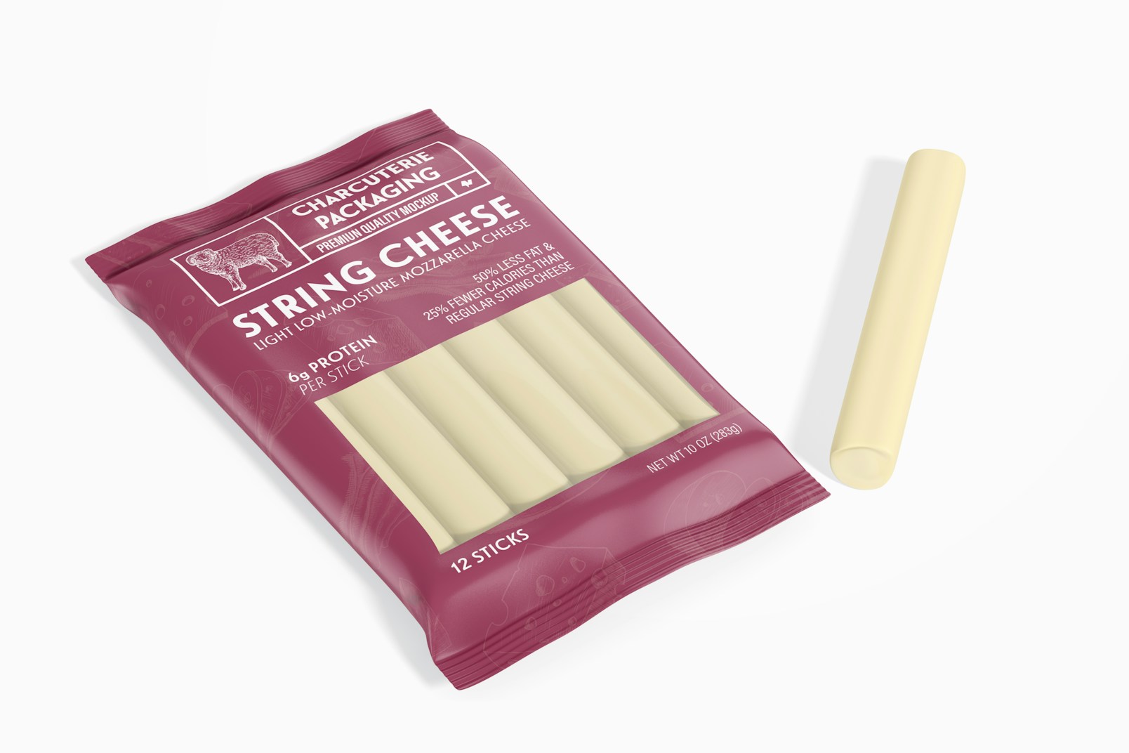 String Cheese Packaging Mockup, Perspective