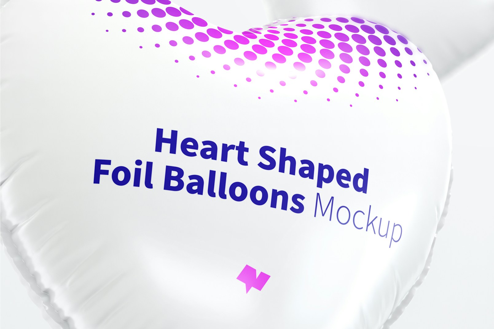 Heart Shaped Foil Balloons Mockup, Close Up