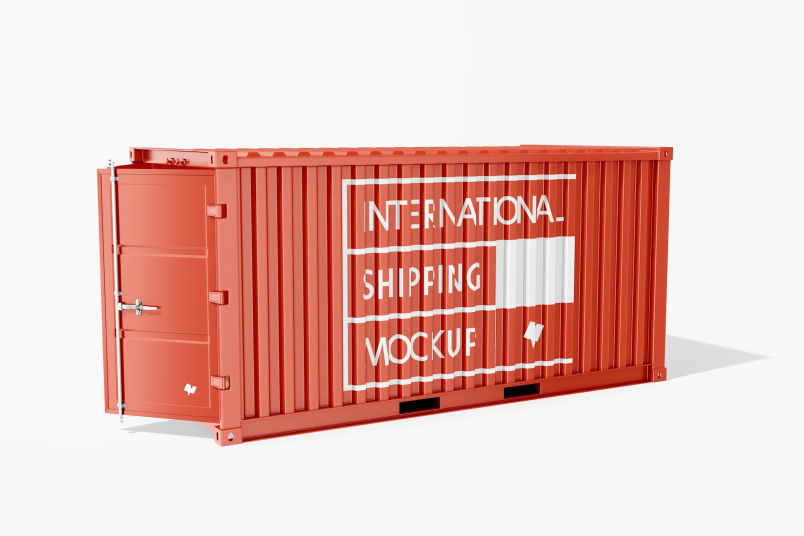 Long Shipping Container Mockup, Side View