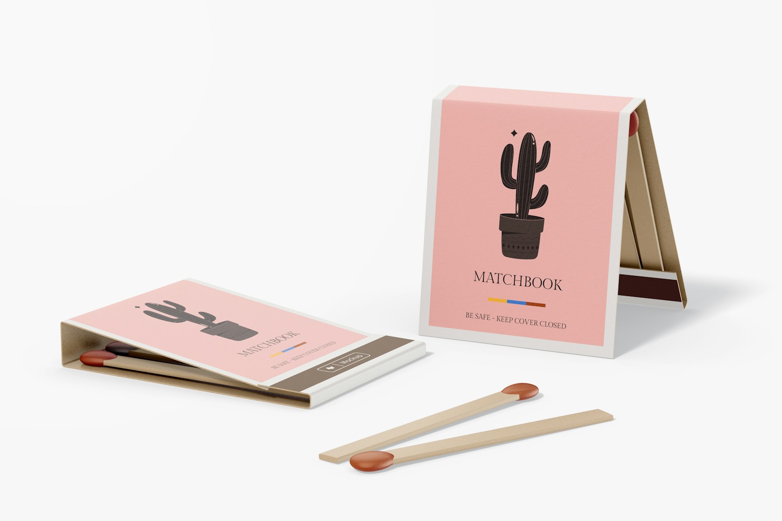 Matchbook Mockup, Standing and Dropped