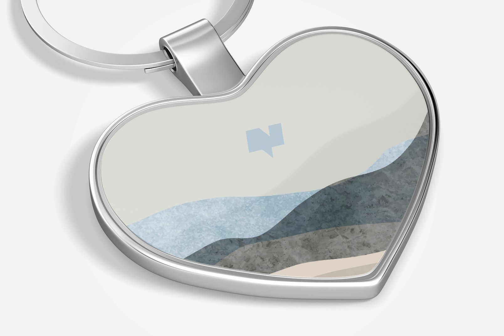 Metallic Heart Shaped Keychain Mockup, Close Up