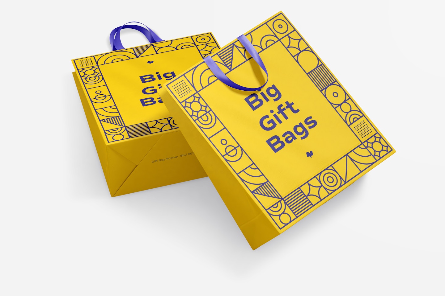 Big Gift Bags with Ribbon Handle Mockup