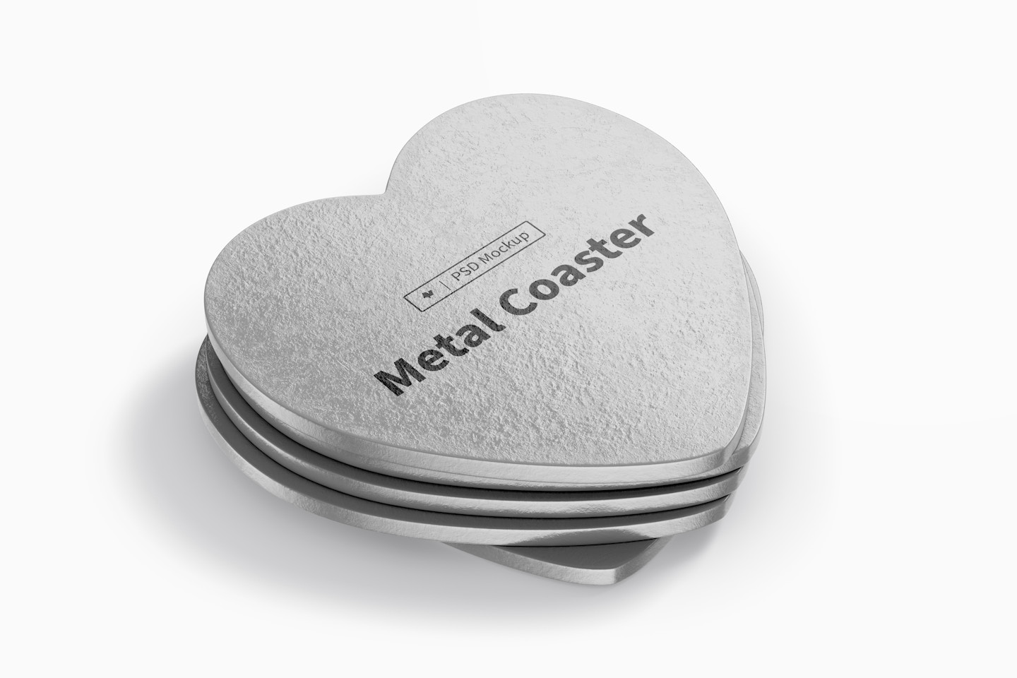 Heart Metal Coasters Mockup, Stacked Set