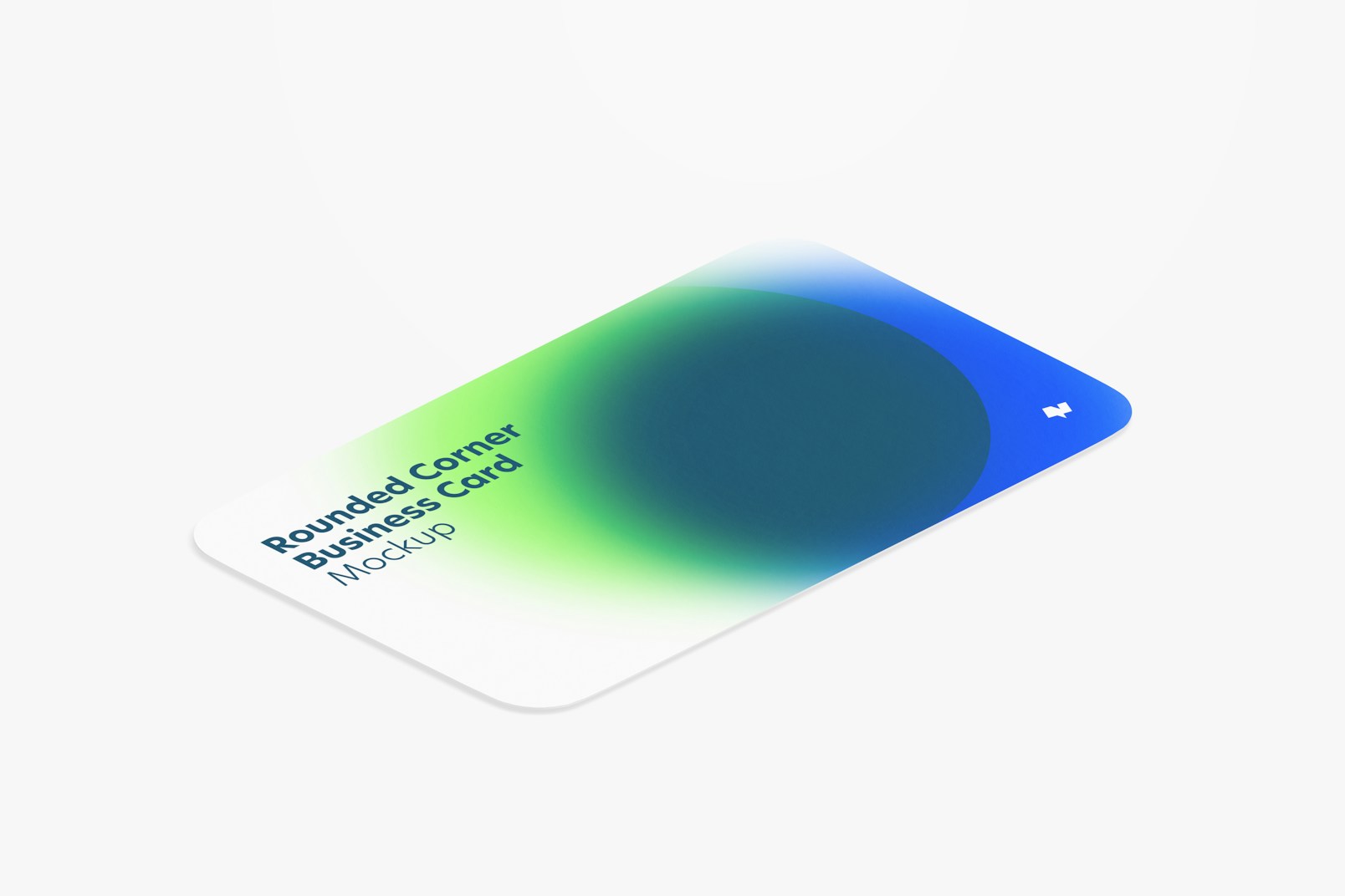 Rounded Corner Business Card Mockup, Isometric Left View