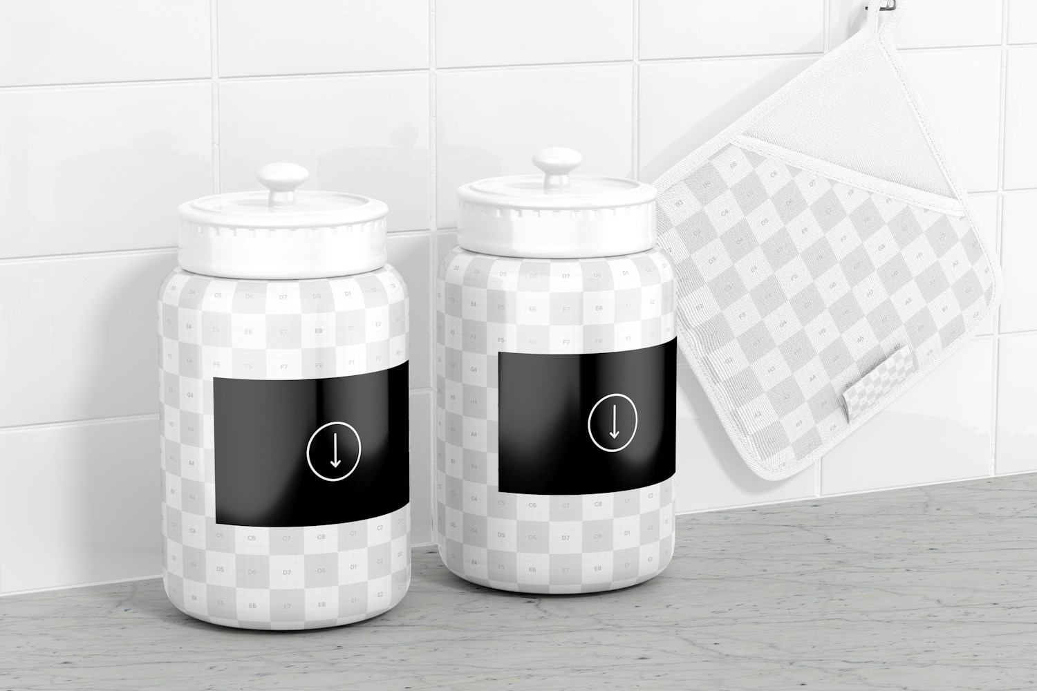 Mason Jar Canisters Mockup, Right View