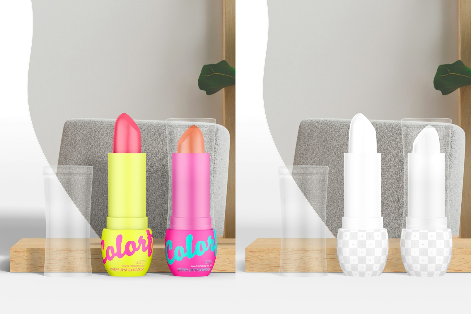 Stubby Lipsticks Mockup, Opened and Closed