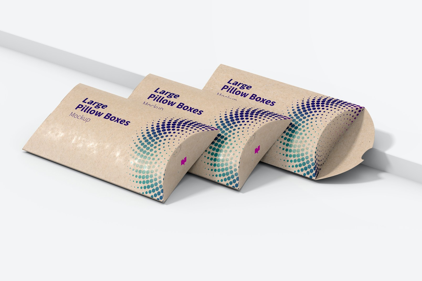 Large Pillow Boxes Set Mockup, Side View