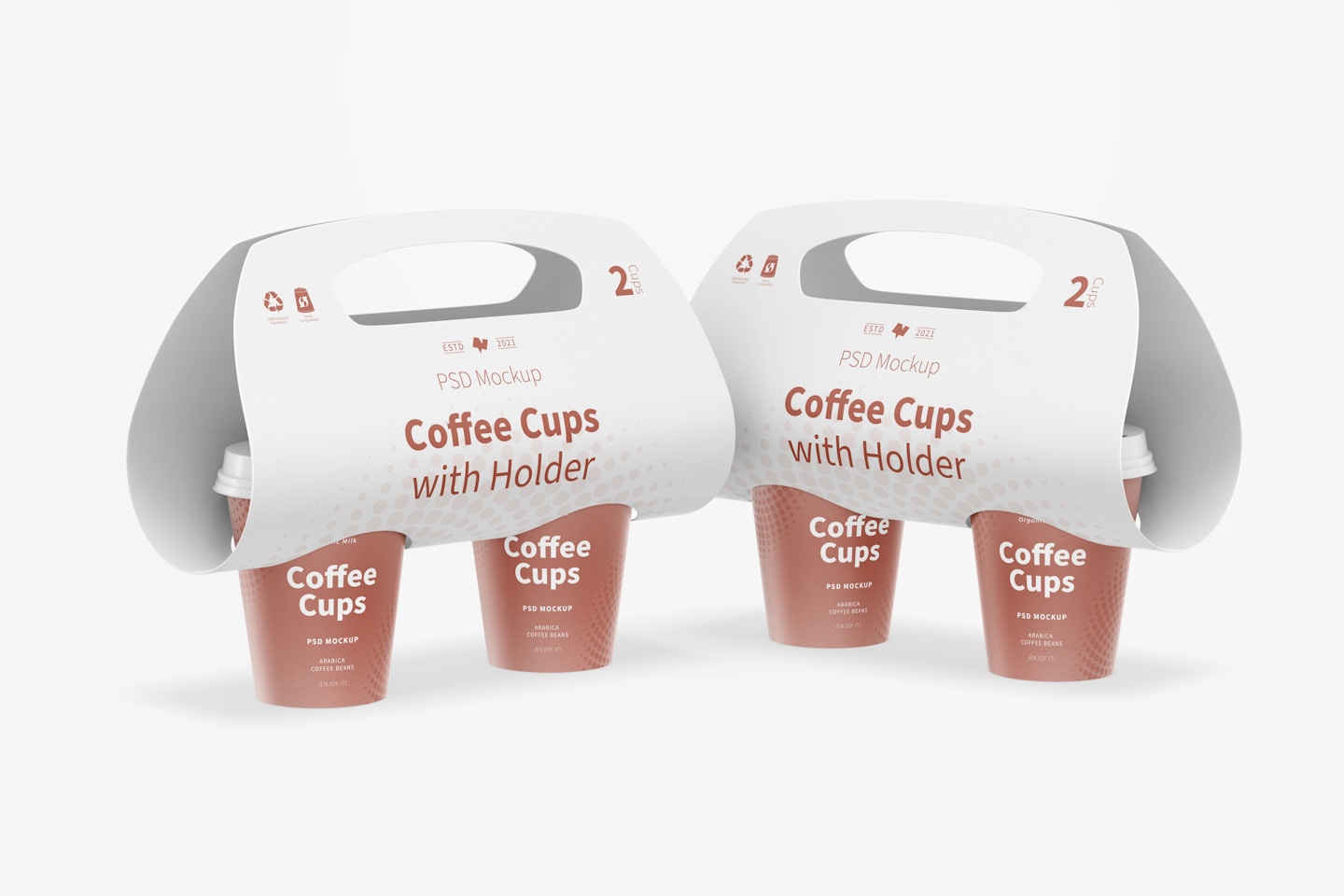 Coffee Cups with Holders Mockup