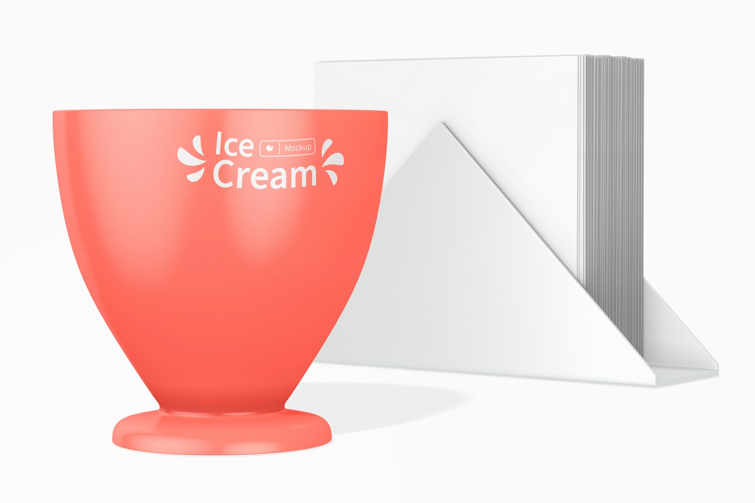 Small Ice Cream Cup Mockup, with Napkins