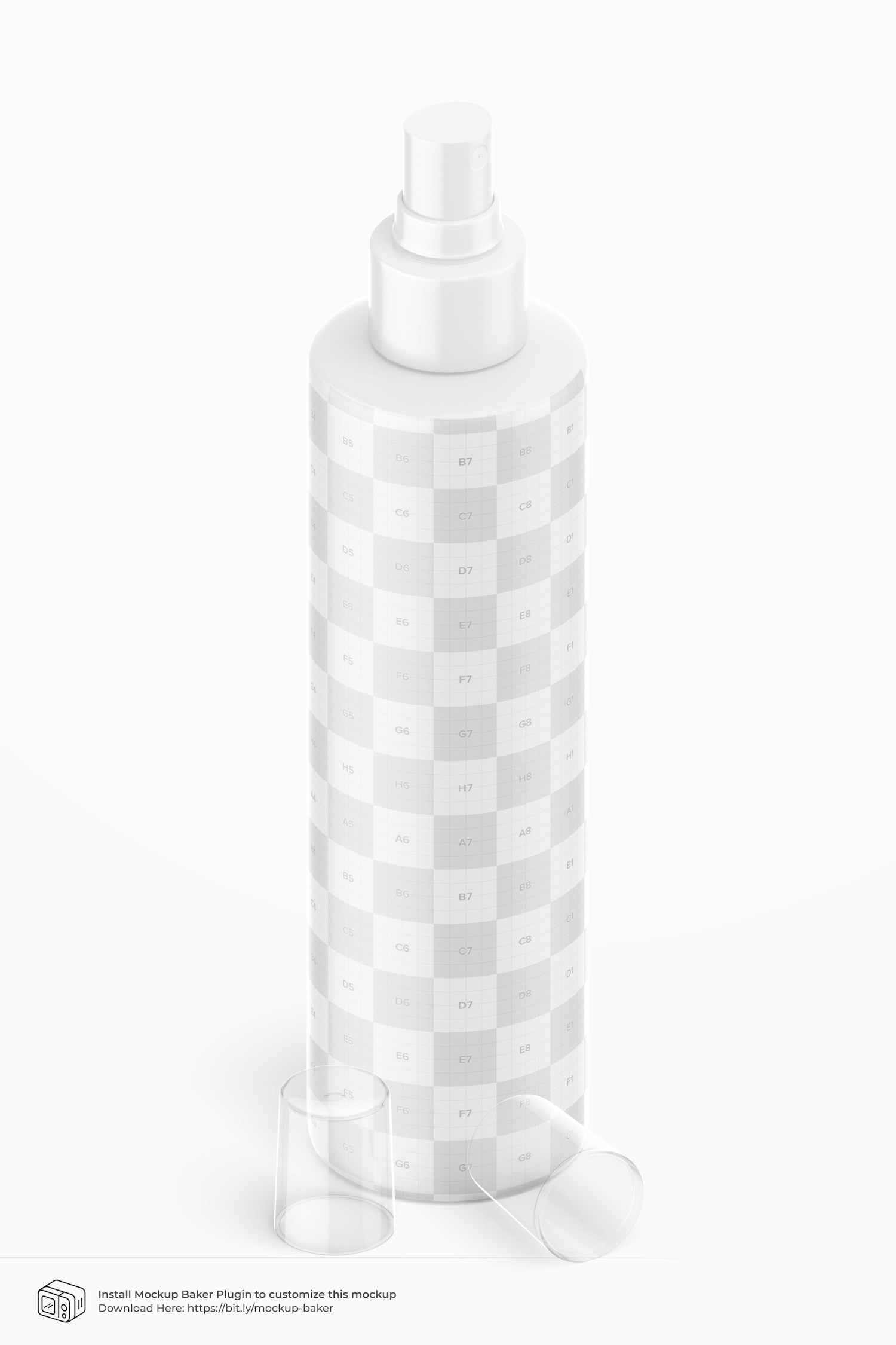 7 oz Spray Bottle Mockup, Isometric View