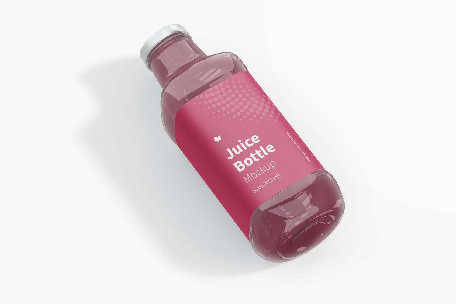 16 oz Glass Juice Bottle Mockup, Perspective
