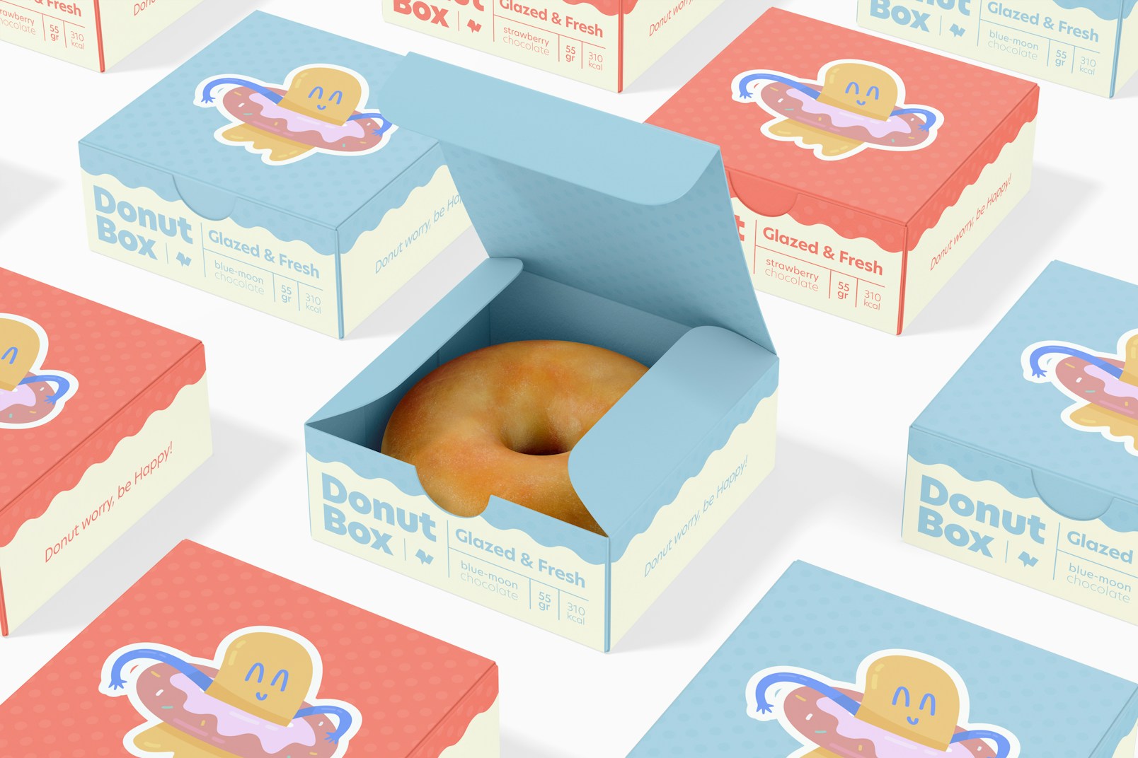 Donut Boxes with Hinged Lid Mockup