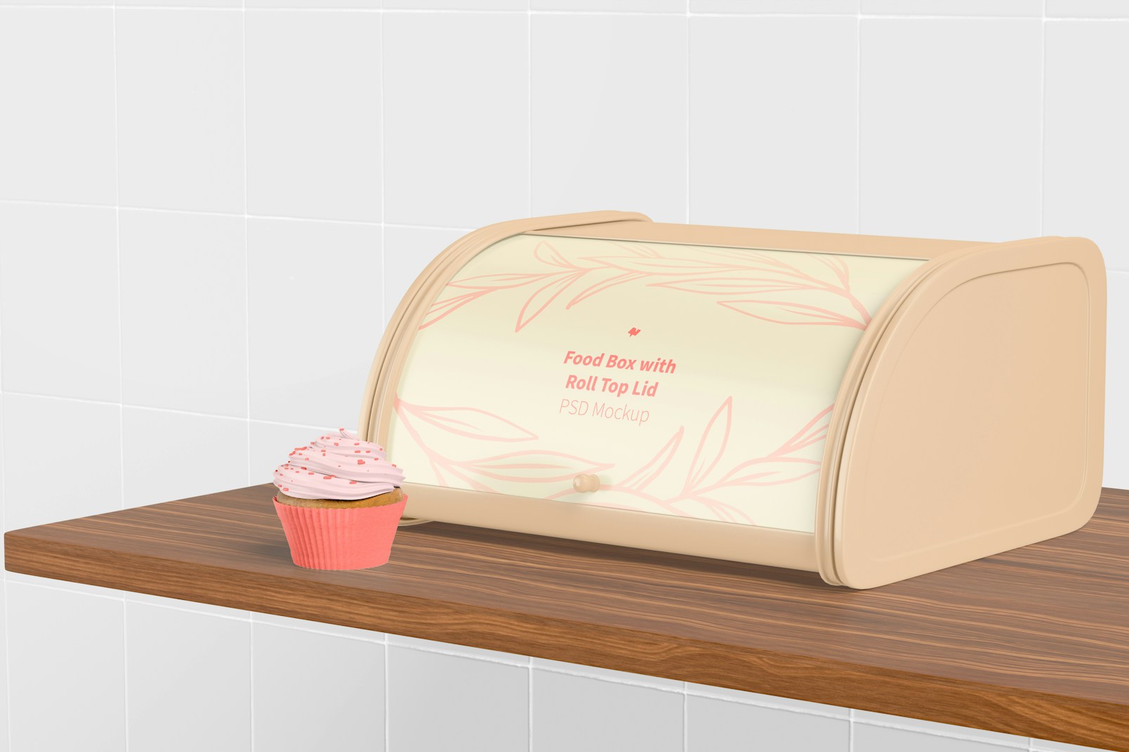 Food Box with Roll Top Lid Mockup, Right View