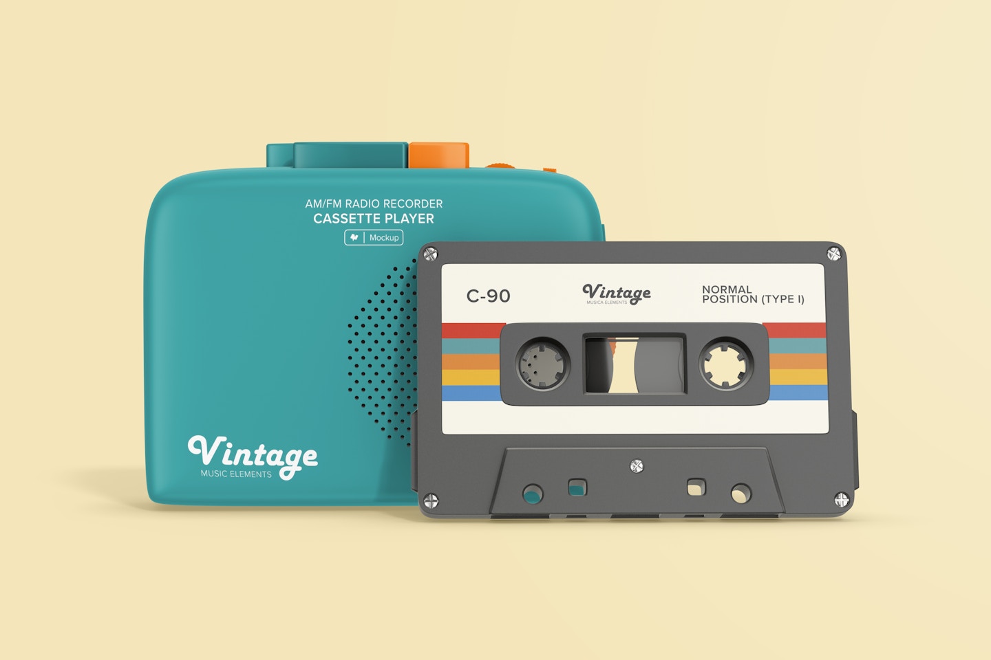 Cassette Player Mockup, Front View