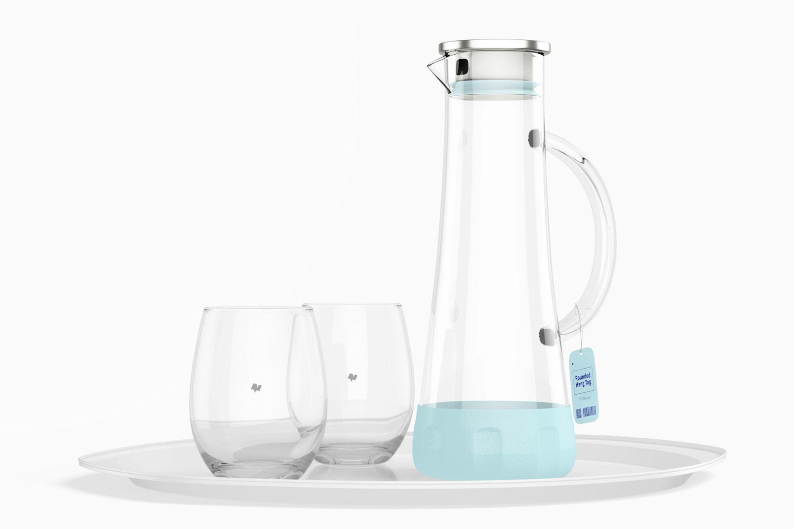 Anti-Skidding Glass Water Jar with Glasses Mockup