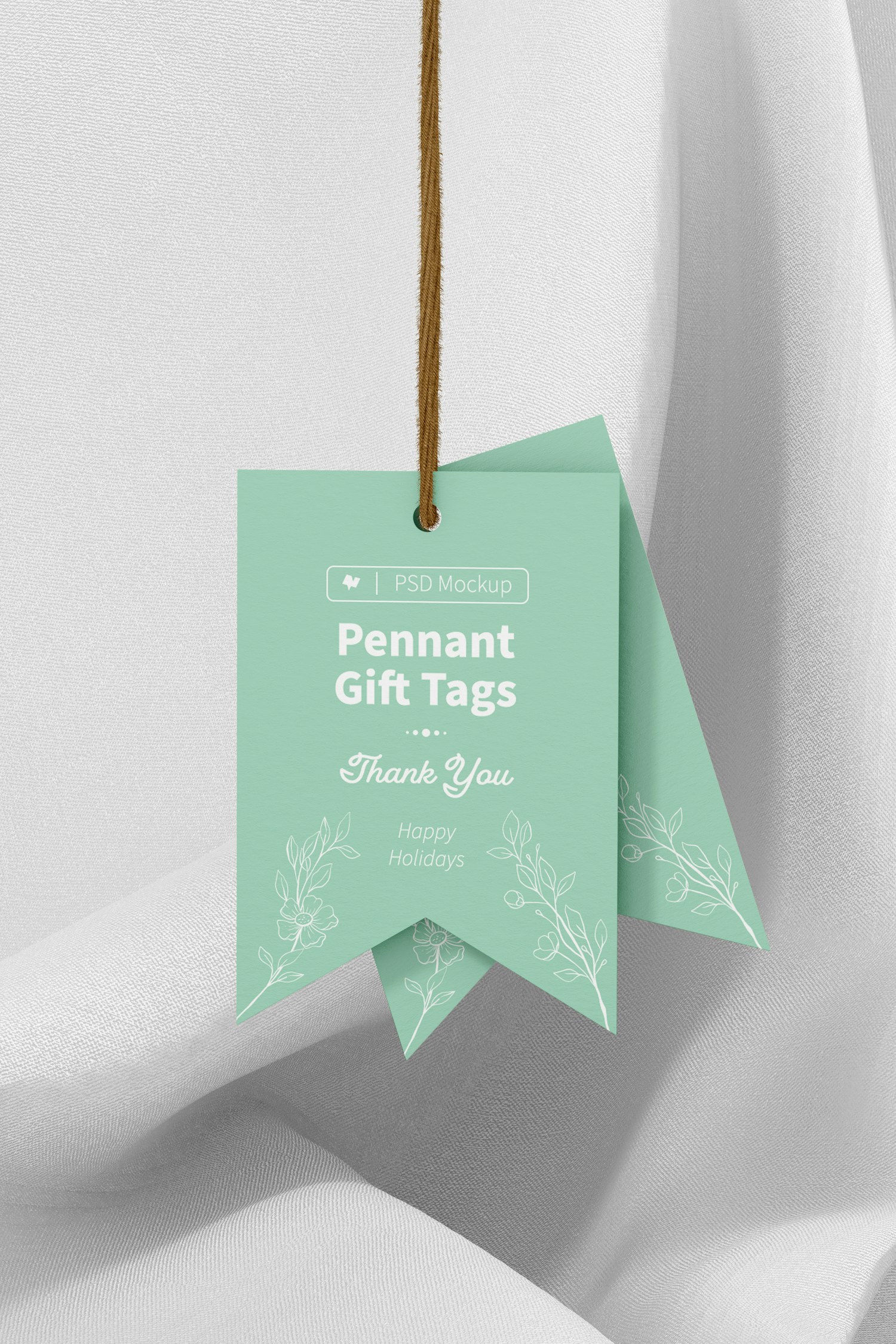 Pennant Gift Tags Mockup, Hanging