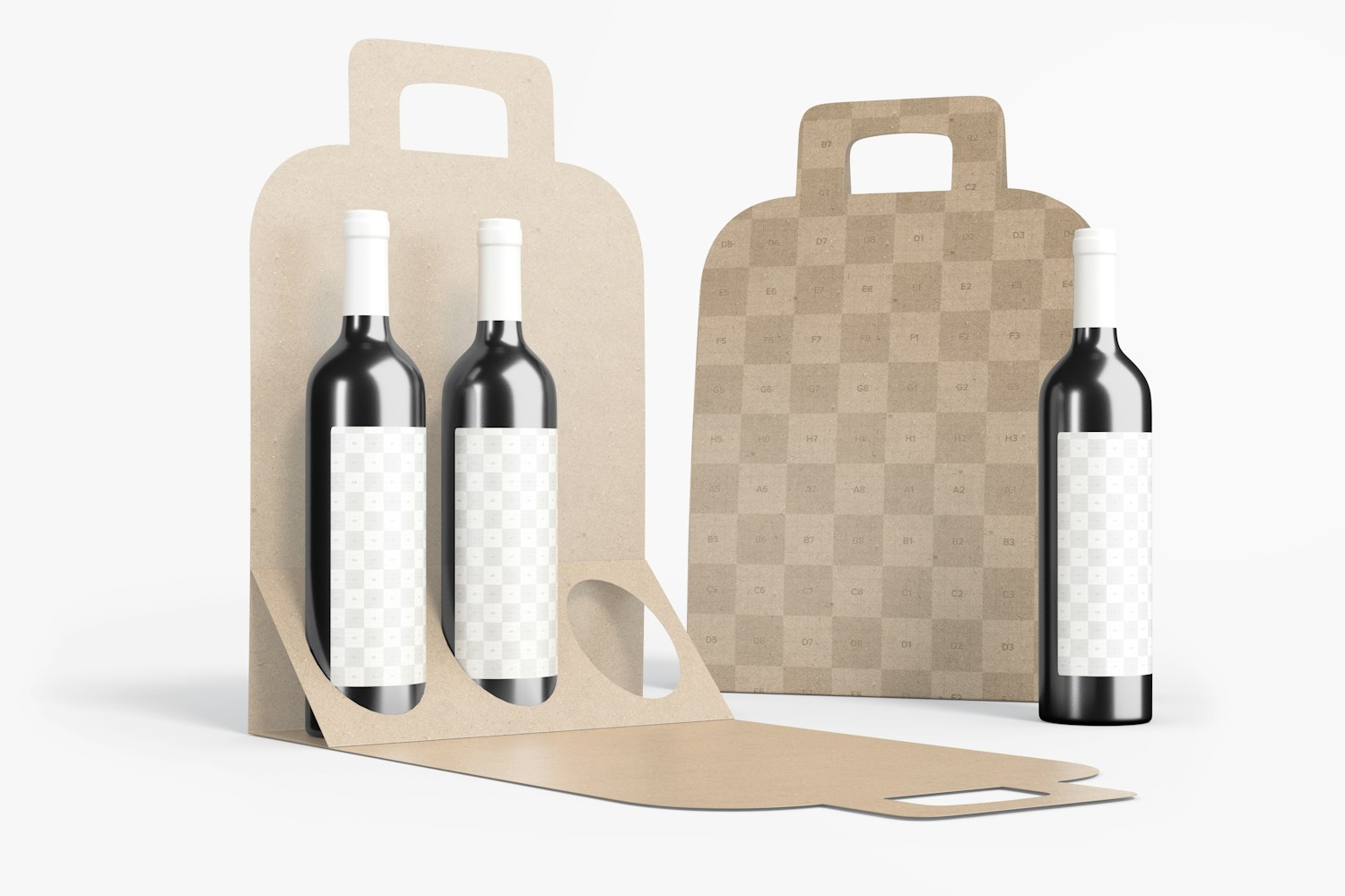 Small Wine Bottle Paper Boxes Mockup