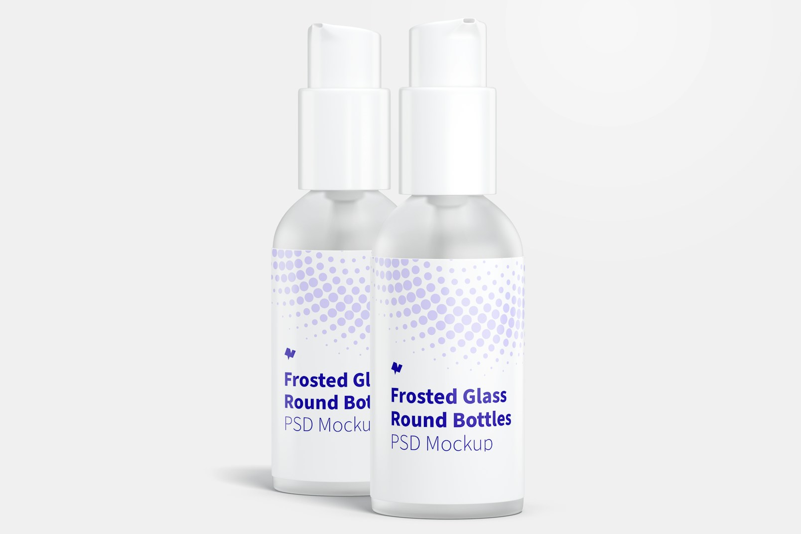 1 oz Frosted Glass Boston Round Bottles Mockup, Front View