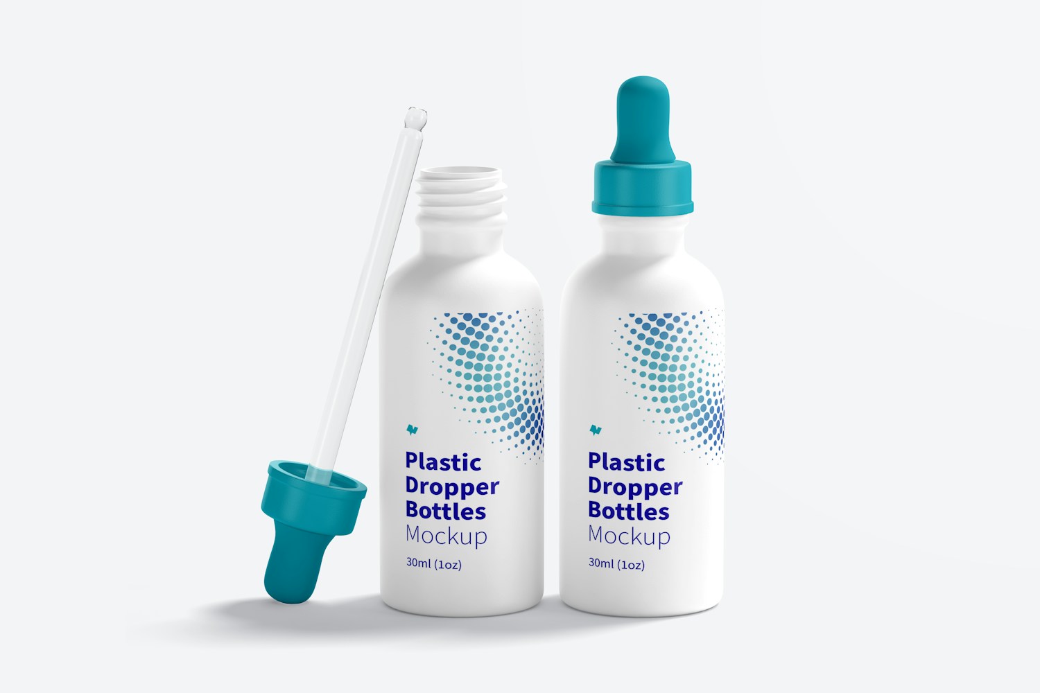 Two Plastic Dropper Bottles Mockup