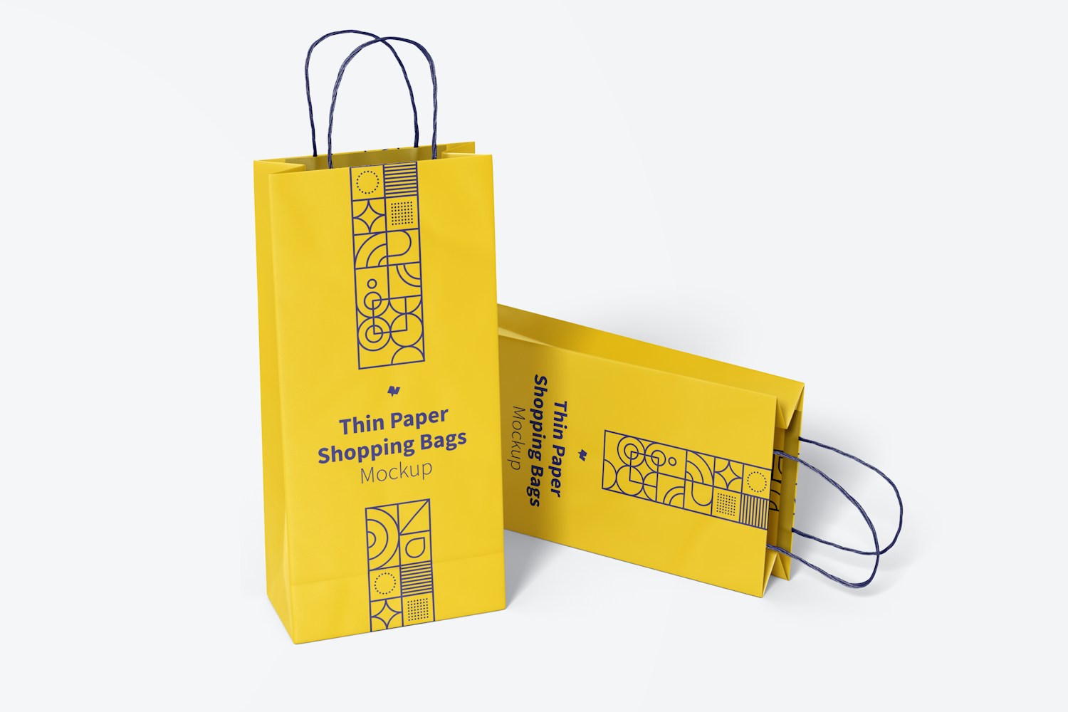 Thin Paper Shopping Bags Mockup, Perspective